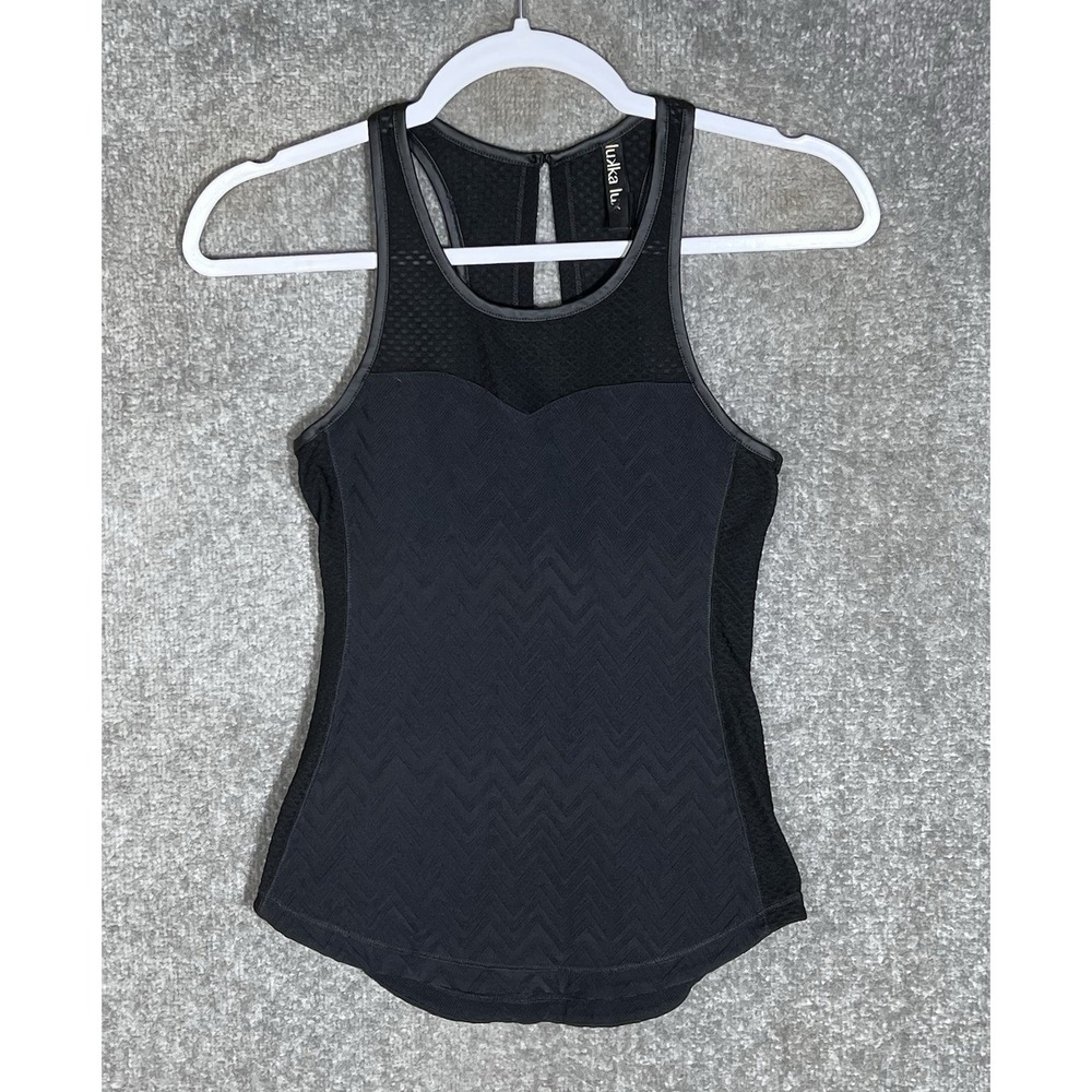 Lukka Lux Tank Top Womens Size XXS Black Mesh Sides Upper Keyhole Whimsigoth